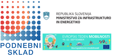Logotipi Podnebni sklad, Ministrstvo za infrastrukturo in Energetiko in Evropski teden mobilnost